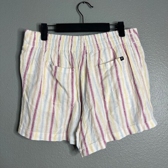 GAP Women's Linen Rayon Striped Pull On Shorts Pockets Breathable Lightweight M - Picture 4 of 6